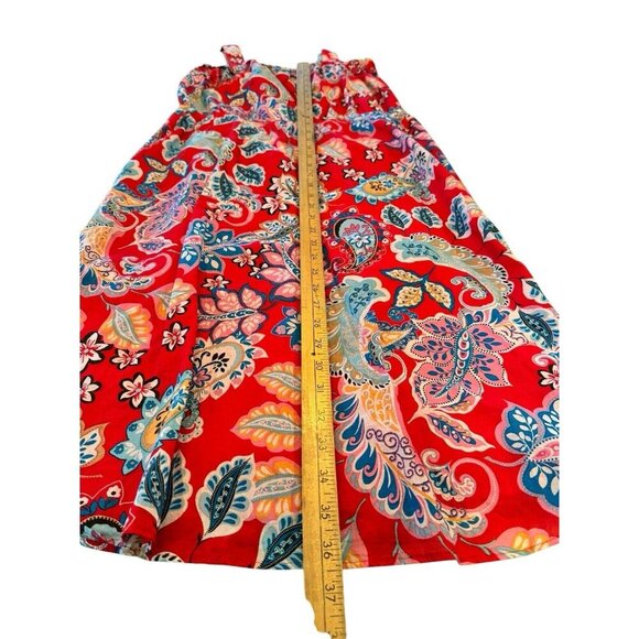 Talbots Red Paisley Dress Sleeveless Summer Sundress Women's 12P Fit & Flare - Picture 7 of 10